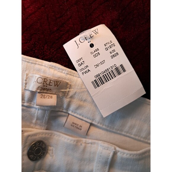 NWT J.Crew Size 26 White Denim 8" Midrise Skinny Jeans 28" Inseam Stretch G1972 - Picture 3 of 11